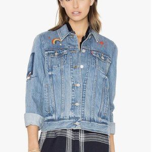 LEVI'S California Dreamin' EMBROIDERED women's DENIM jacket Sz S NOVELTY RARE